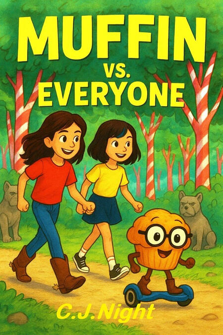 "Muffin Vs Everyone" "Muffin vs. Everyone" is a chaotic fairytale where twin kids, a talking pair of glasses, and a cap-wearing muffin with spurs dive through candy forests, glitchy video games, and rap battles — all to find their missing mom. It’s Alice in Wonderland on energ